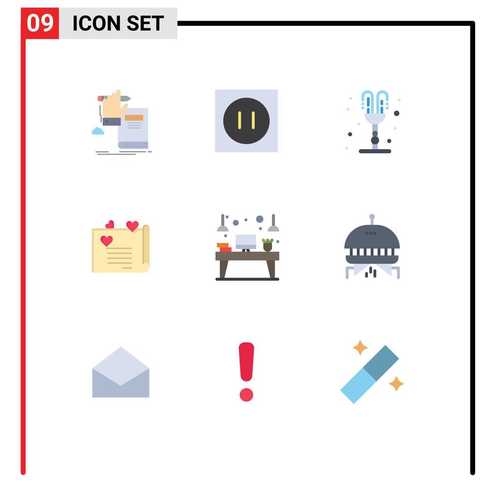 9 kreativ ikoner modern tecken och symboler av skrivbord par förslag teknologi bröllop kort valentines dag redigerbar vektor design element