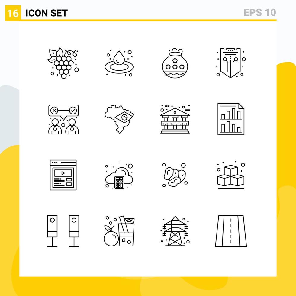 uppsättning av 16 modern ui ikoner symboler tecken för företags- skydda sand skydd internet redigerbar vektor design element