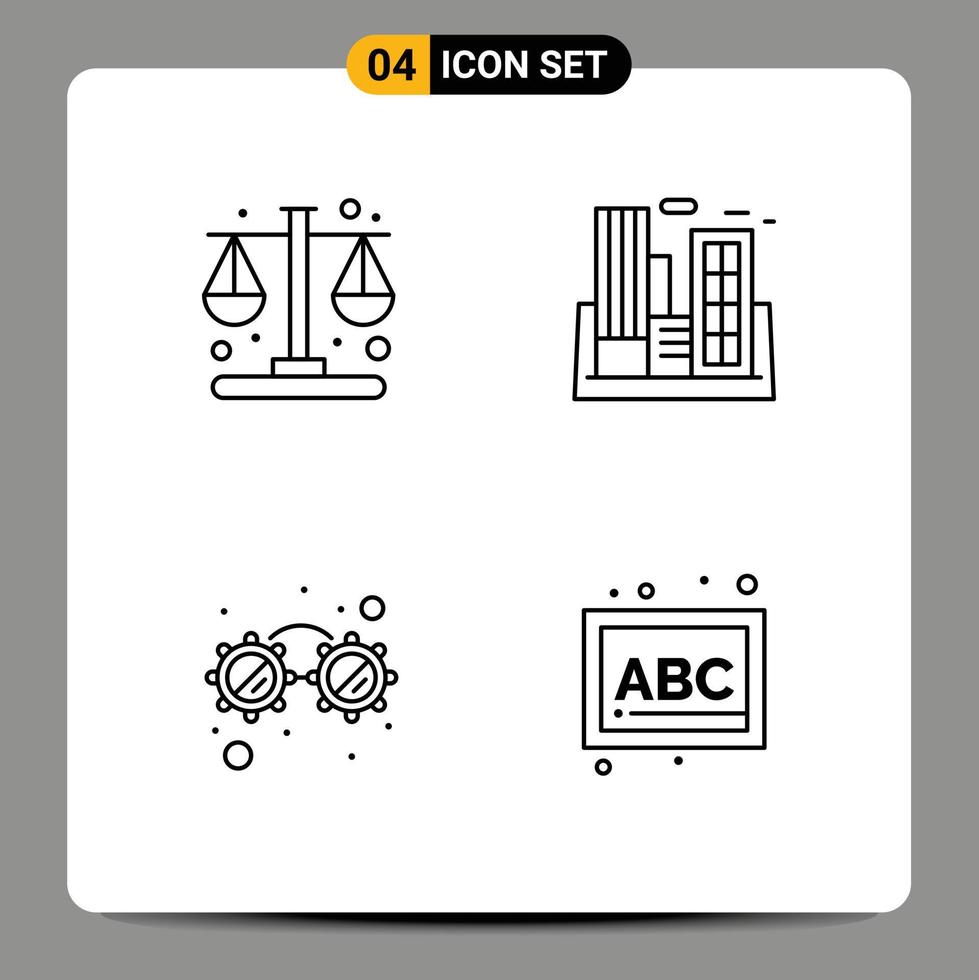 4 tematiska vektor fylld linje platt färger och redigerbar symboler av företag fint glasögon balans förorening fest redigerbar vektor design element