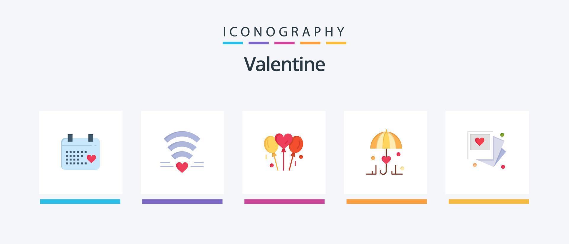 Valentine Flat 5 Icon Pack inklusive Liebe. Liebe. W-lan. Tag. Valentinstag. kreatives Symboldesign vektor