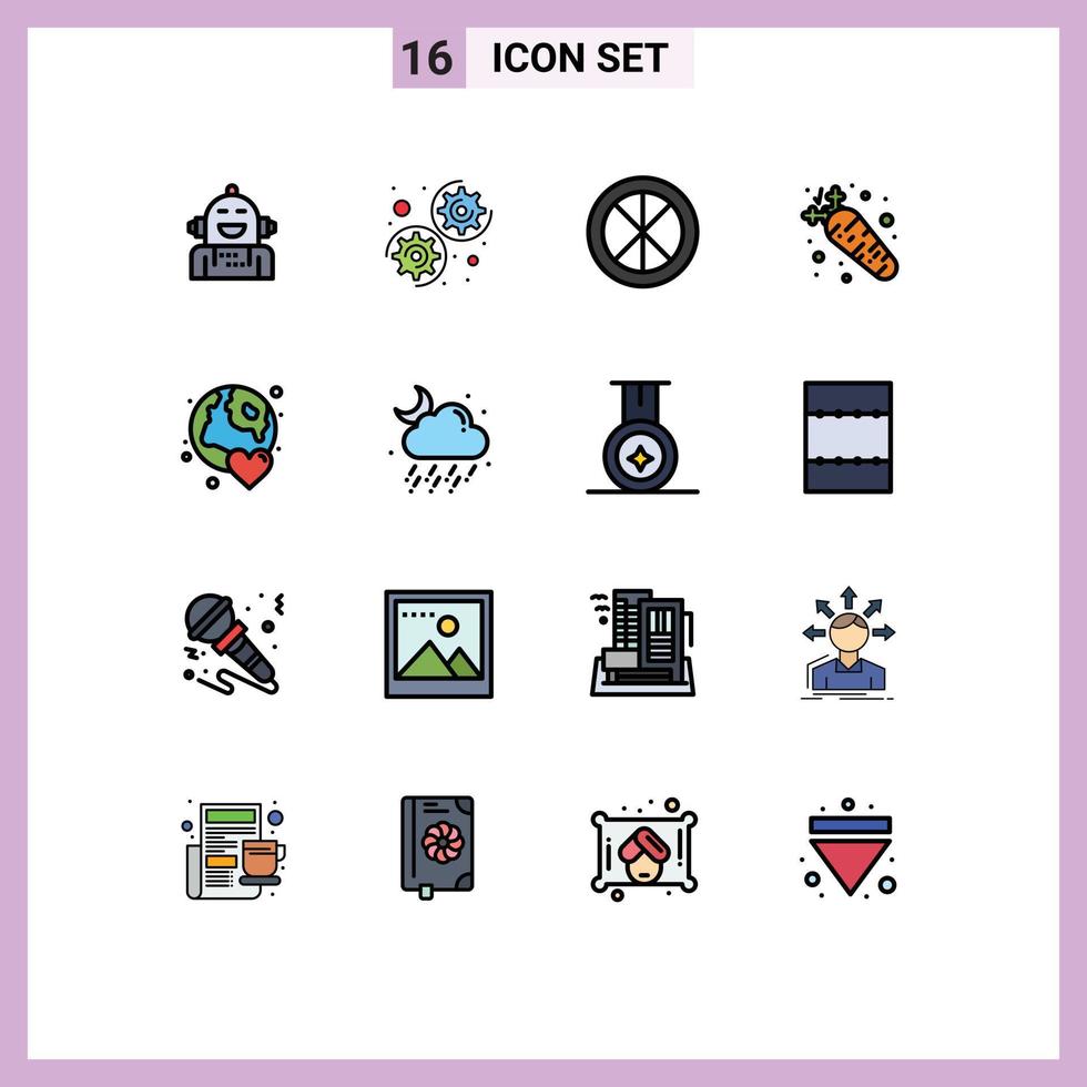 satz von 16 modernen ui symbolen symbole zeichen für erde lebensmittel dekoration diät fenster editierbare kreative vektordesignelemente vektor
