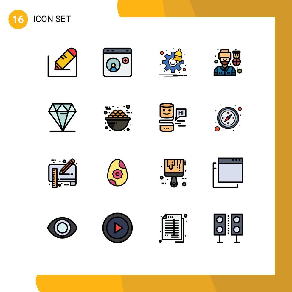 16 kreative Symbole moderne Zeichen und Symbole von Diamond Soldier Social Media Pilotzeit editierbare kreative Vektordesign-Elemente vektor