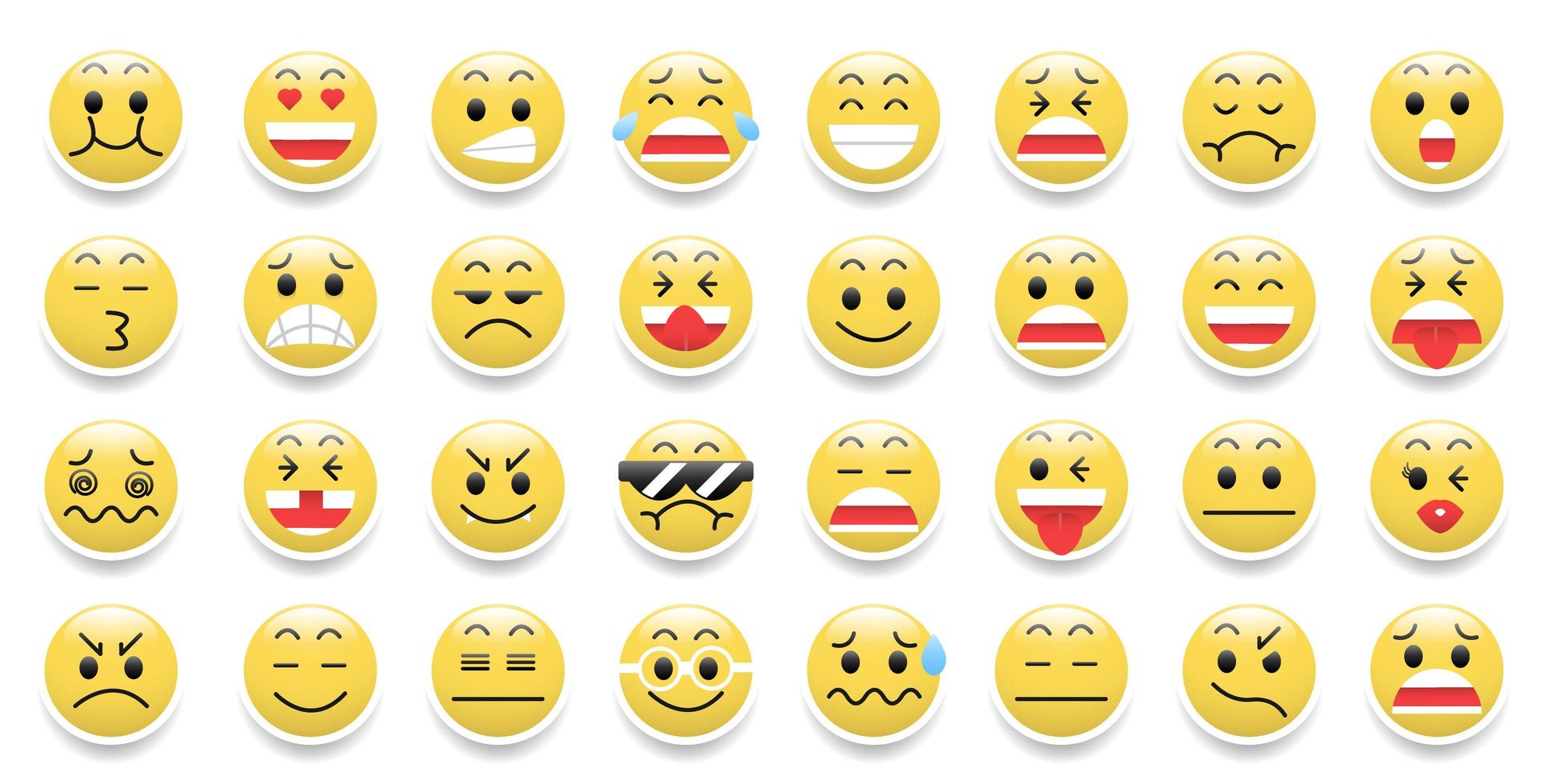 Emoticons Symbol gesetzt mit lustigen Cartoon Emotionen vektor