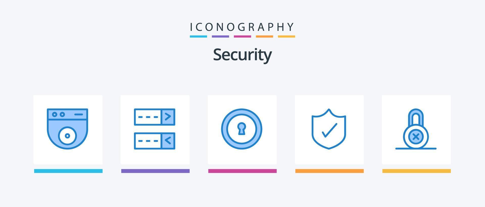 Security Blue 5 Icon Pack inklusive . Geheimnis. Schutz. sperren. kreatives Symboldesign vektor