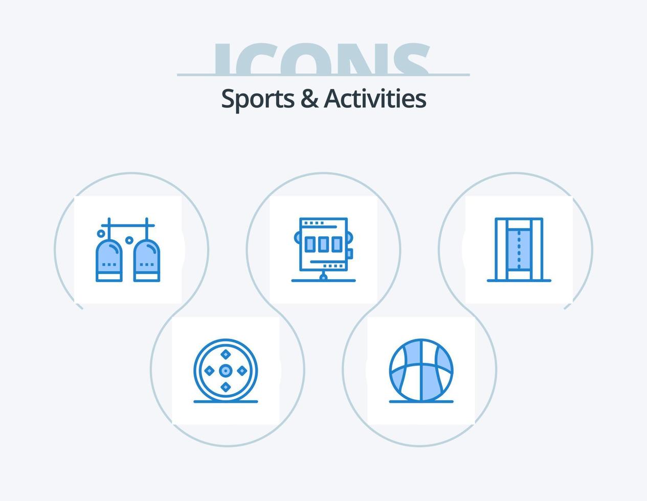 Sport und Aktivitäten blau Icon Pack 5 Icon Design. Spiel. Leichtathletik. Erholung. Aktivitäten. Gas vektor