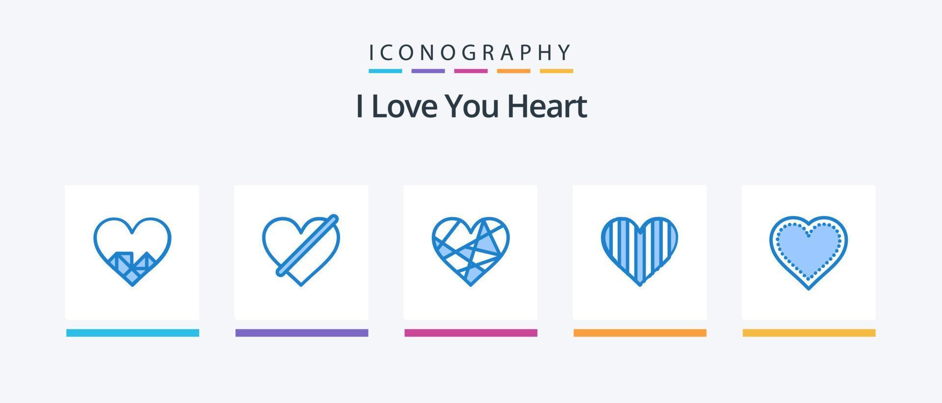 hjärta blå 5 ikon packa Inklusive tycka om. hjärta. tycka om. gåva. tycka om. kreativ ikoner design vektor