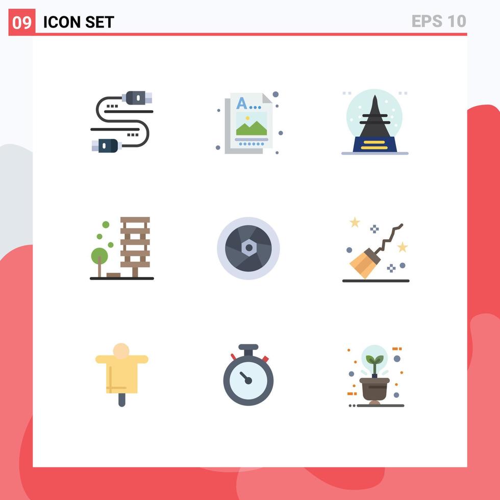 uppsättning av 9 modern ui ikoner symboler tecken för bio stad Semester byggnad lantbruk redigerbar vektor design element