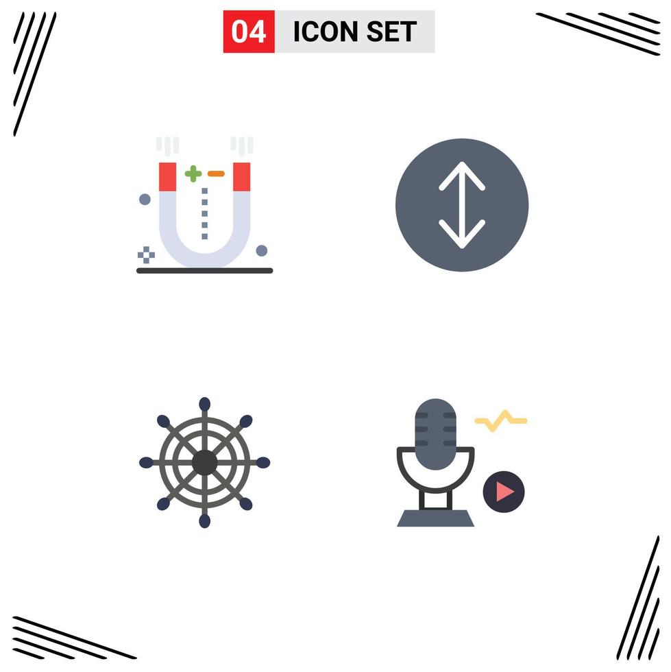 4 kreativ ikoner modern tecken och symboler av attraktion mikrofon vetenskap roder låt redigerbar vektor design element