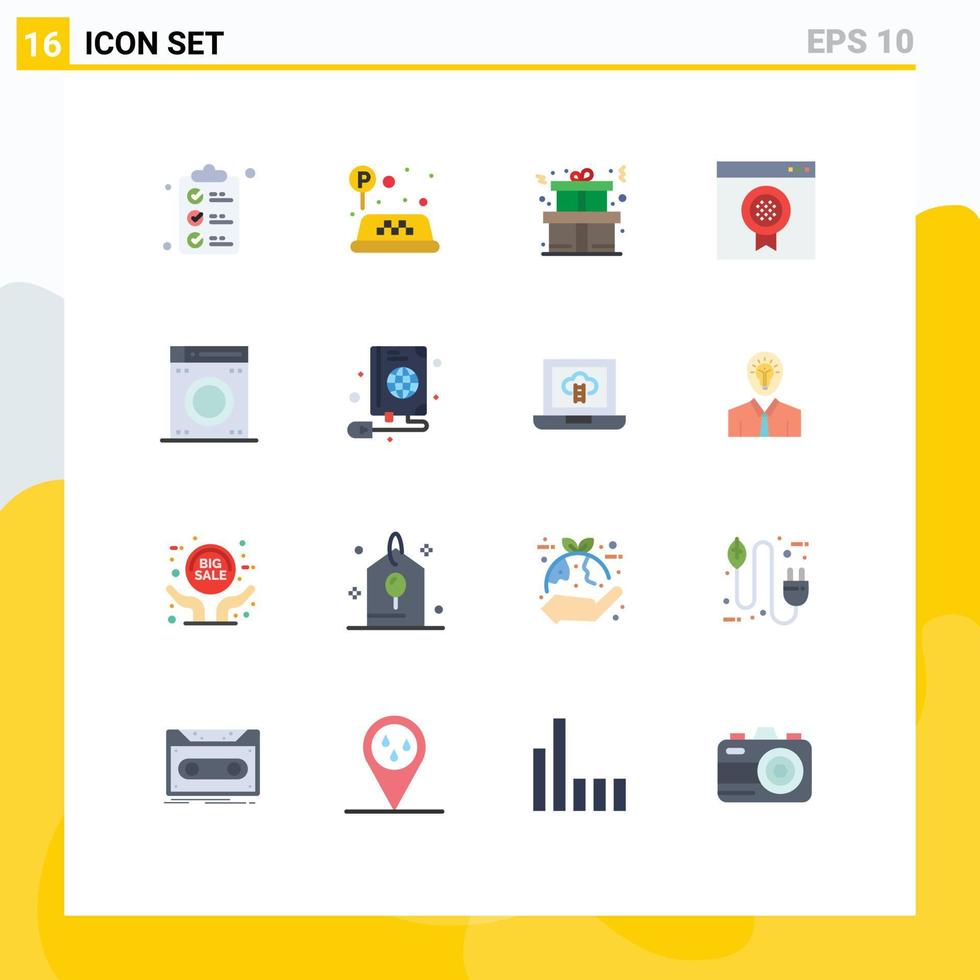 Stock Vektor Icon Pack mit 16 Zeilen Zeichen und Symbolen für die Maus Maschine Geschenkwaschmedaille editierbare Packung mit kreativen Vektordesign-Elementen