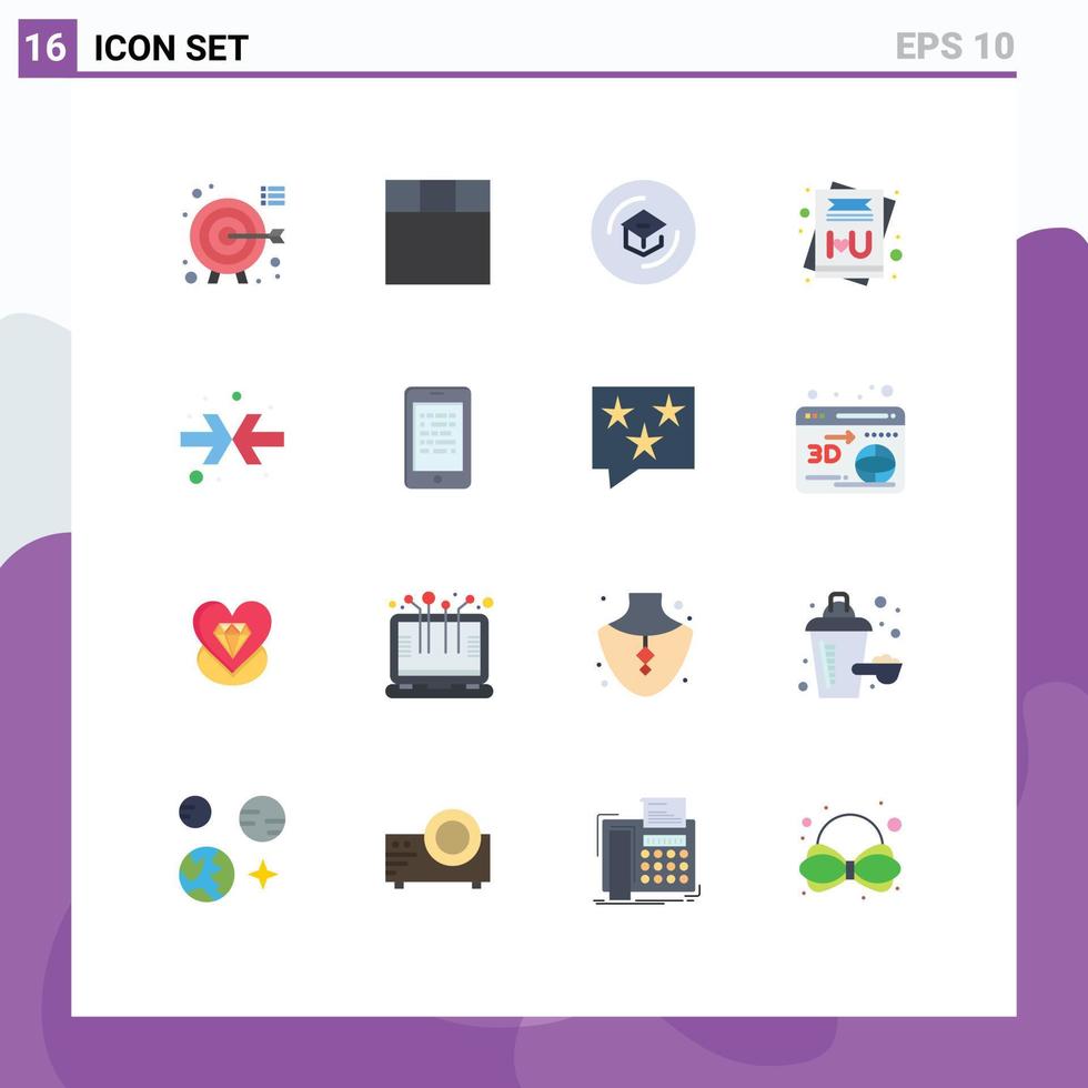 satz von 16 modernen ui-symbolen symbole zeichen für mobile pfeile wissen pfeil liebe editierbares paket kreativer vektordesignelemente vektor