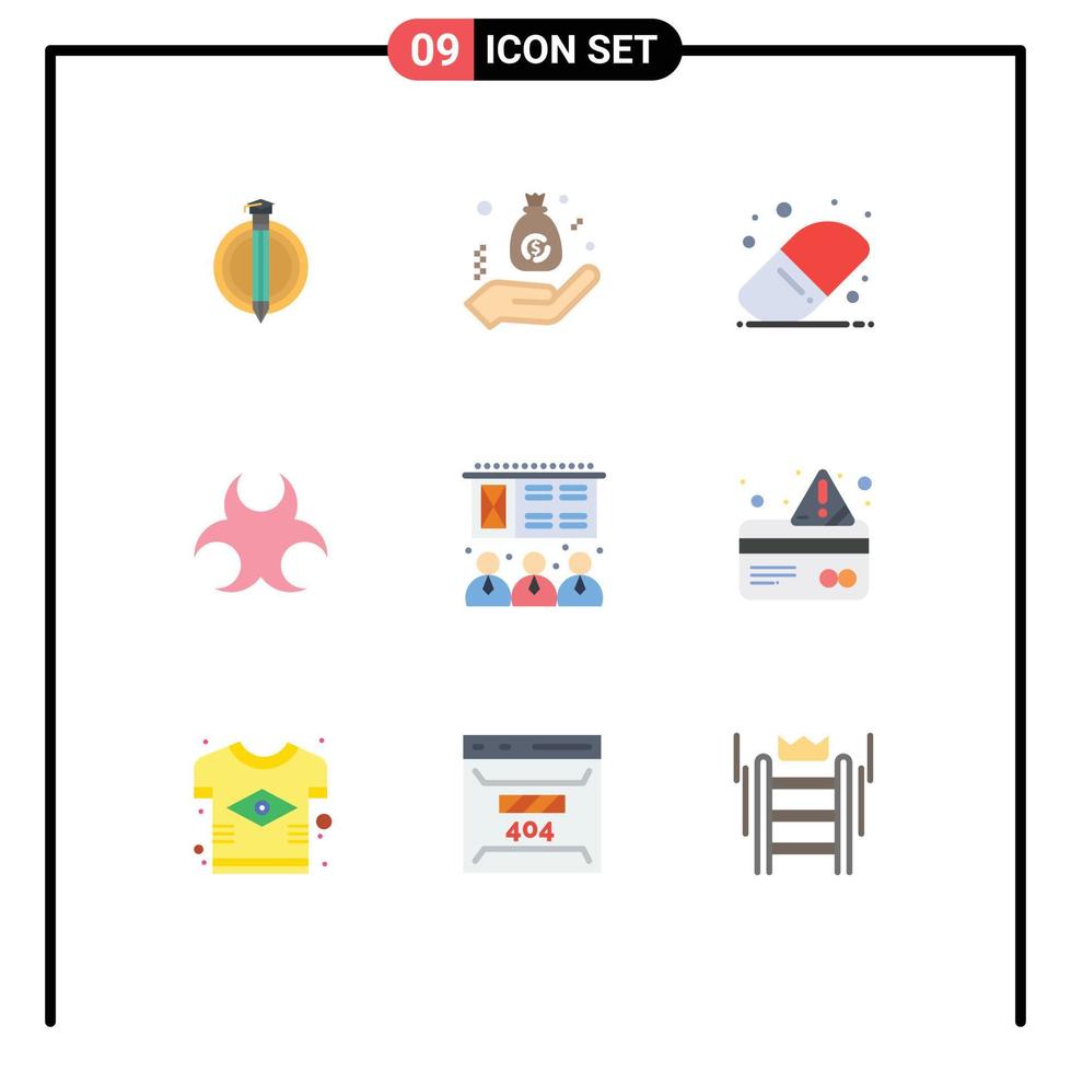 Stock Vector Icon Pack mit 9 Zeilen Zeichen und Symbolen für die Präsentation Wissenschaft Handzeichen bio editierbare Vektordesign-Elemente