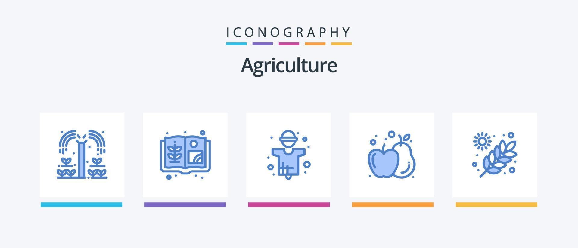 lantbruk blå 5 ikon packa Inklusive trädgård. lantbruk. jordbruk. äpple. lantbruk. kreativ ikoner design vektor