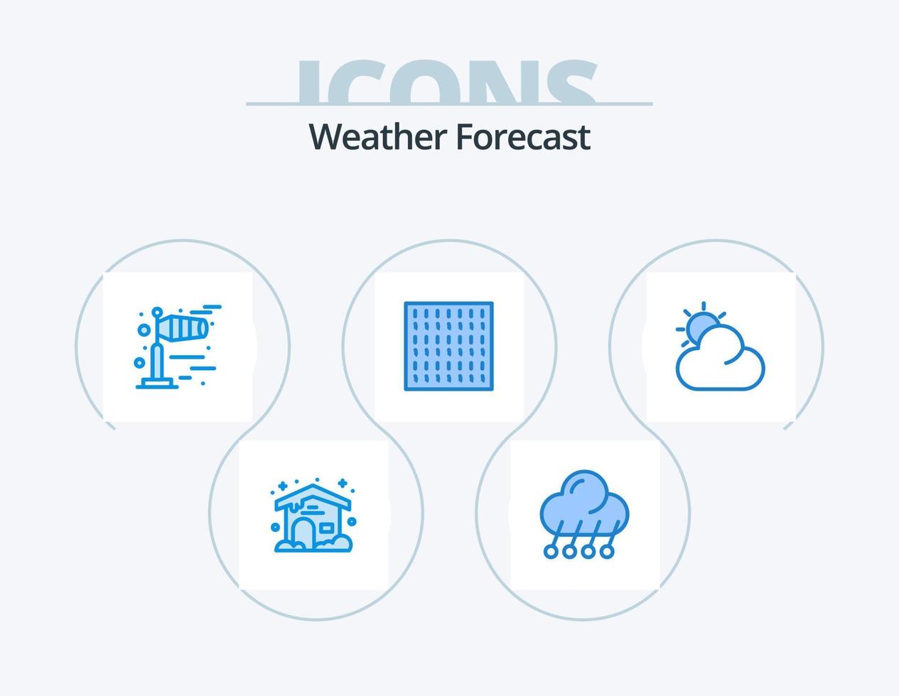 Wetter blau Icon Pack 5 Icon Design. . Wetter. windig. Sonne. Dunst vektor