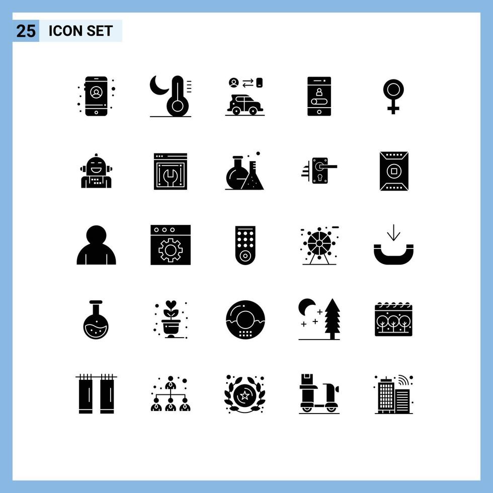 uppsättning av 25 modern ui ikoner symboler tecken för symbol telefon transport smartphone mobil redigerbar vektor design element