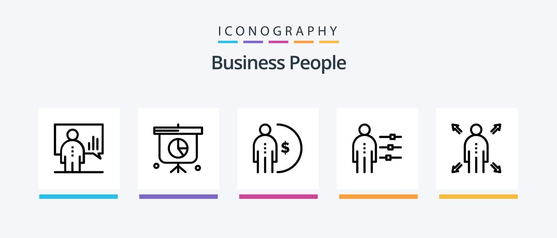 Business People Line 5 Icon Pack inklusive Vortrag. Kommunikation. persönlich. Verwaltung. Unternehmen. kreatives Symboldesign vektor