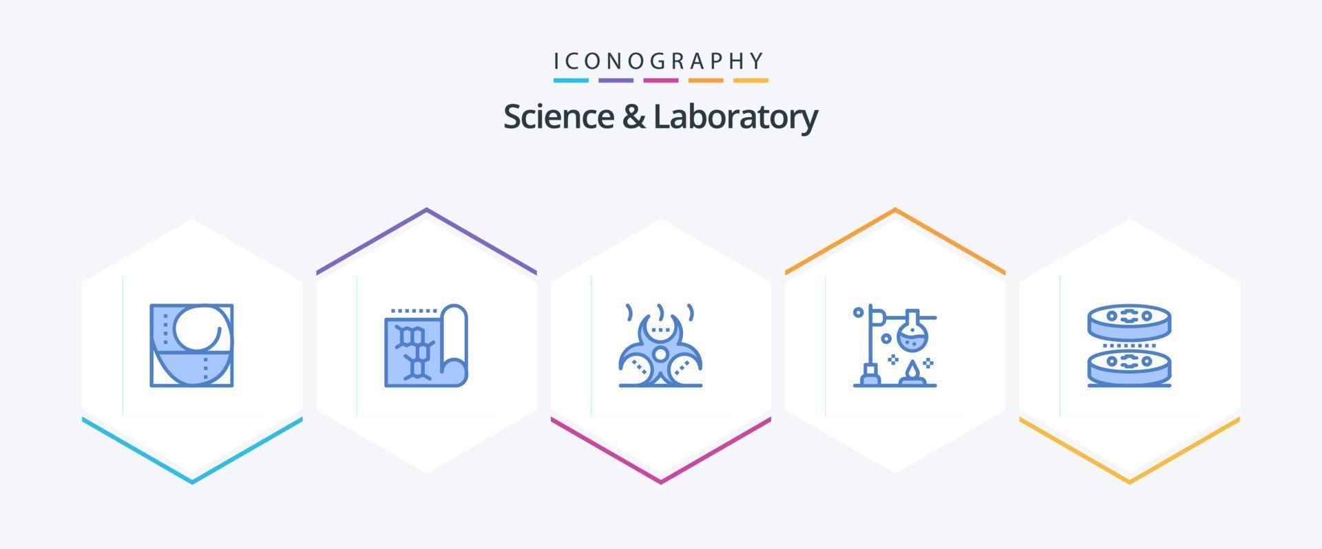 vetenskap 25 blå ikon packa Inklusive biologi. vetenskap. biologisk fara. experimentera. brännare vektor