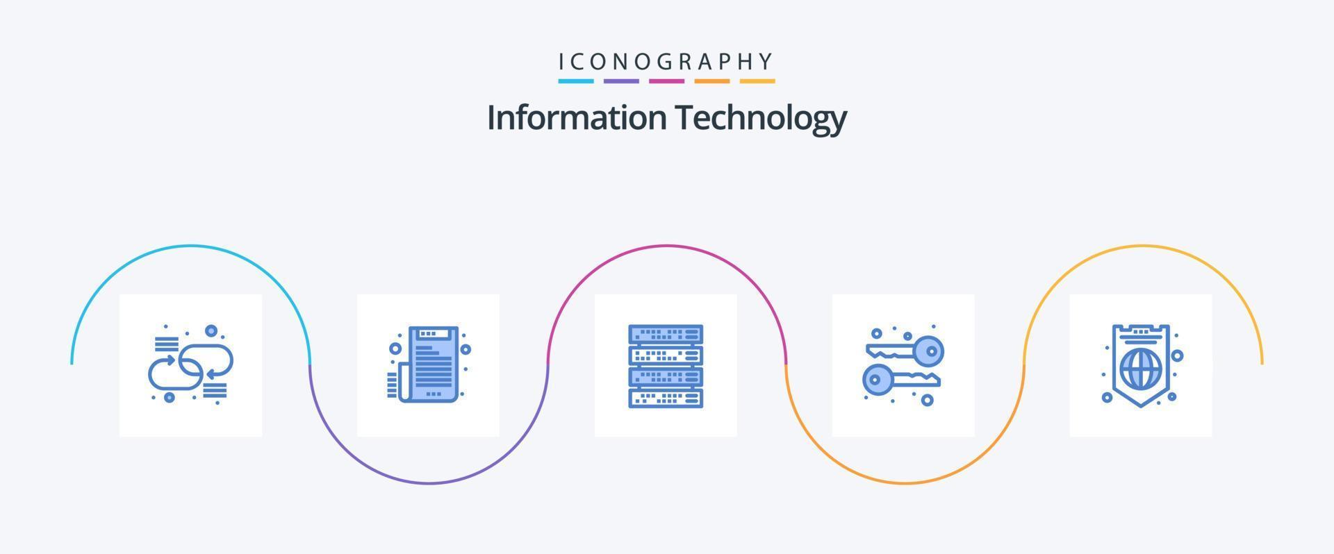 information teknologi blå 5 ikon packa Inklusive skydd. global. dator. symmetrisk. kryptografi vektor