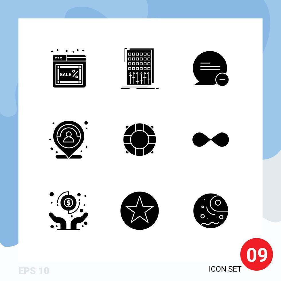 9 kreative Symbole moderne Zeichen und Symbole von Marker-Standort-Mixer-Kunden weniger bearbeitbare Vektordesign-Elemente vektor