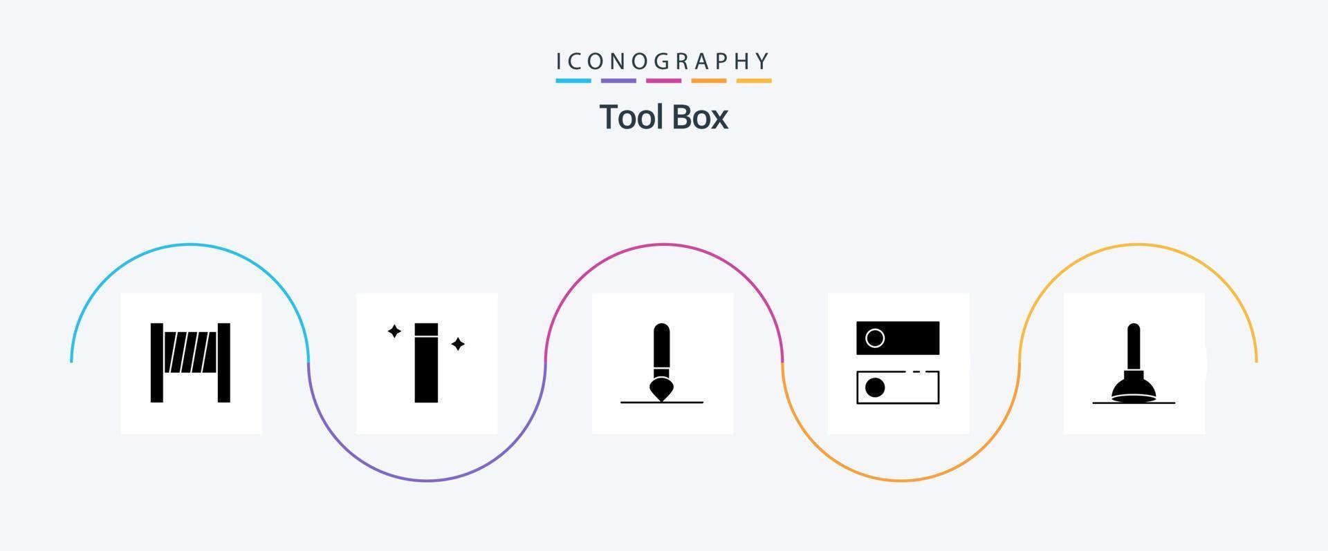 Tools Glyph 5 Icon Pack inklusive . DNS. Werkzeug. Kolben vektor