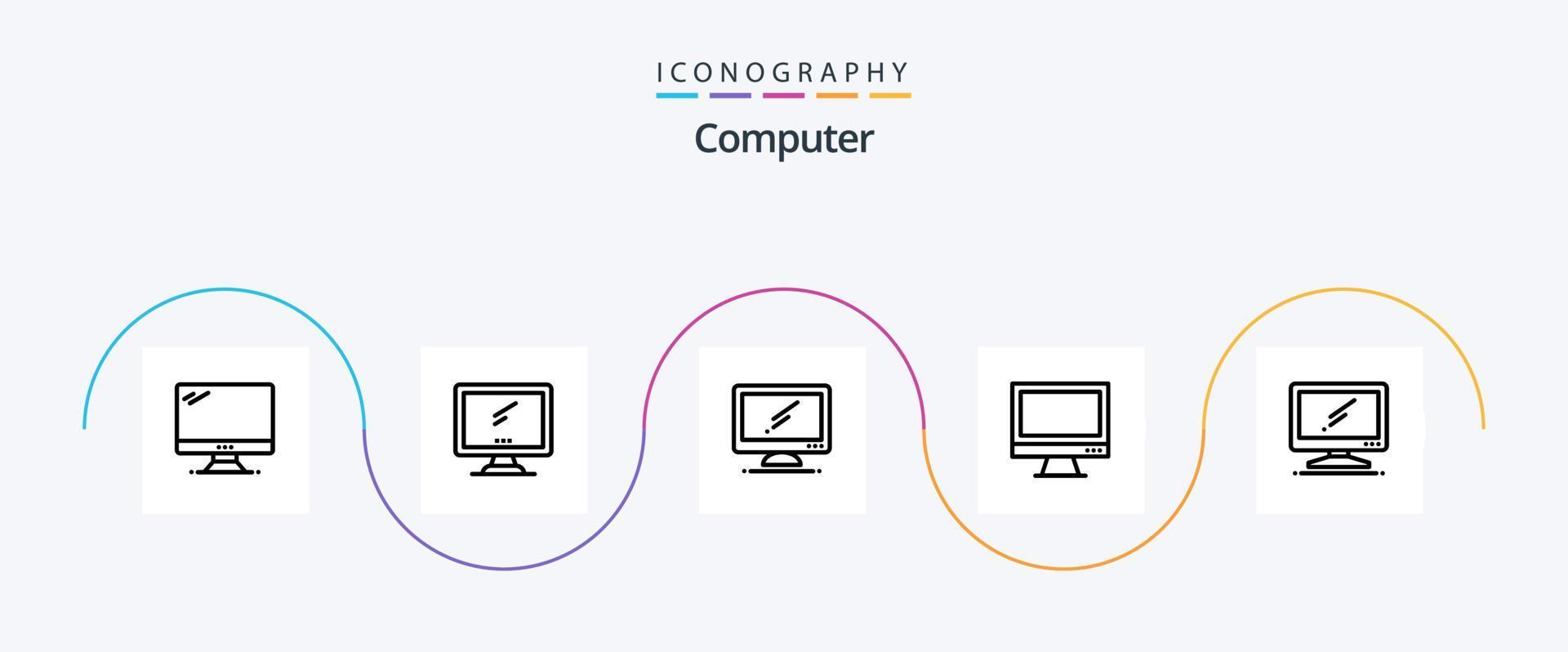 Computer Line 5 Icon Pack inklusive . vektor