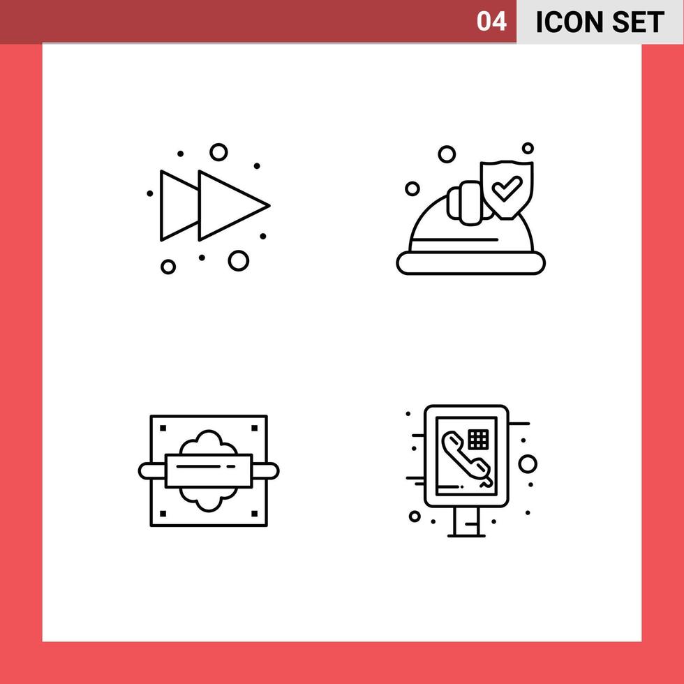 packa av 4 kreativ fylld linje platt färger av pil bröd hatt skydda info grafisk redigerbar vektor design element