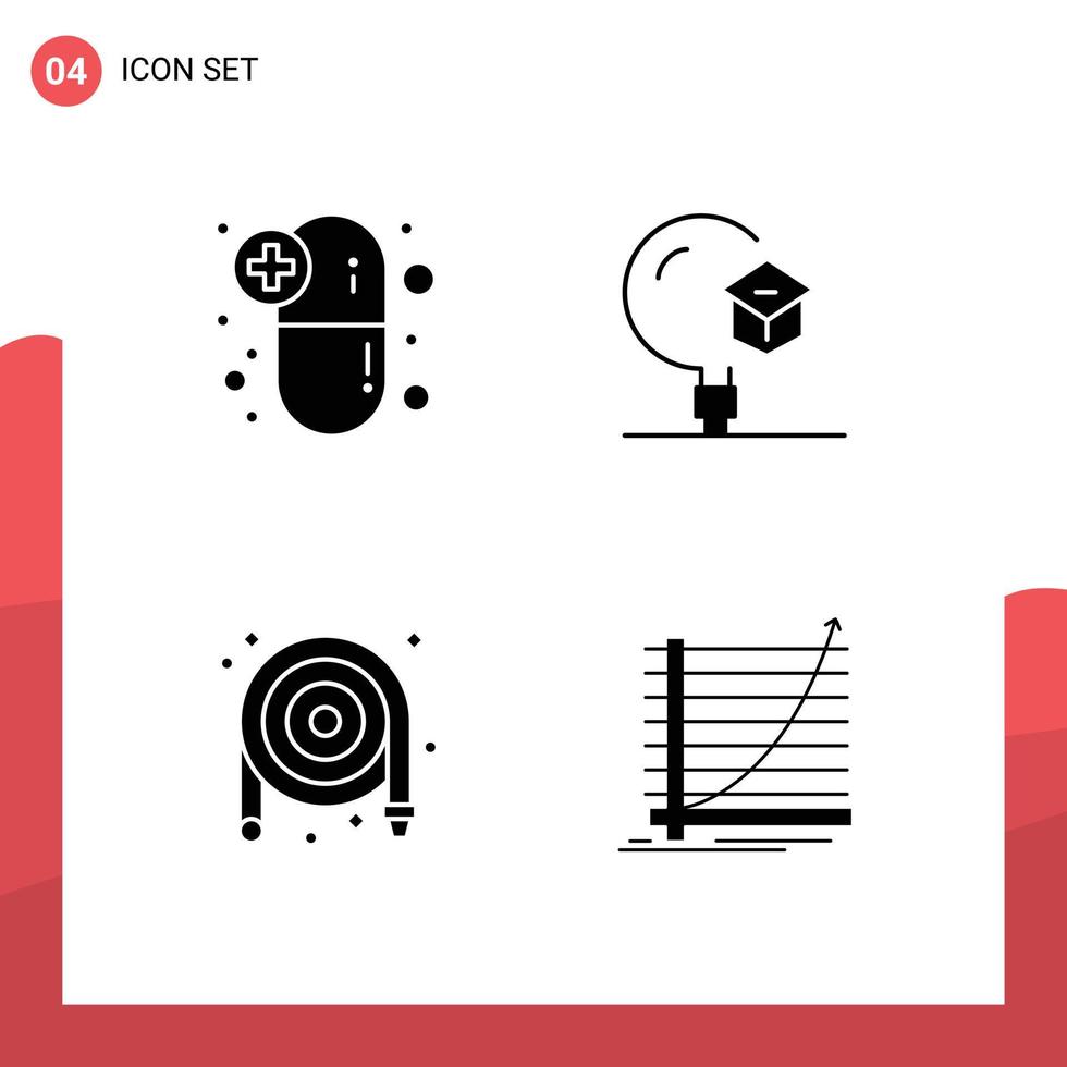 uppsättning av 4 modern ui ikoner symboler tecken för kapsel slang mediciner inlärning rörmokare redigerbar vektor design element