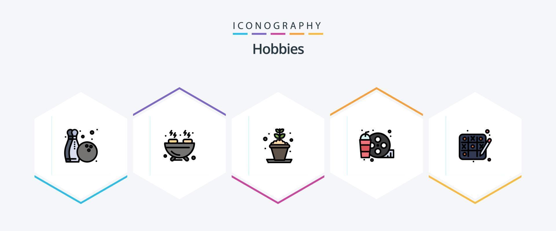 Hobbys 25 Filledline Icon Pack inklusive . Hobbys. Hobby. Tic-Tac-Toe. Hobbys vektor