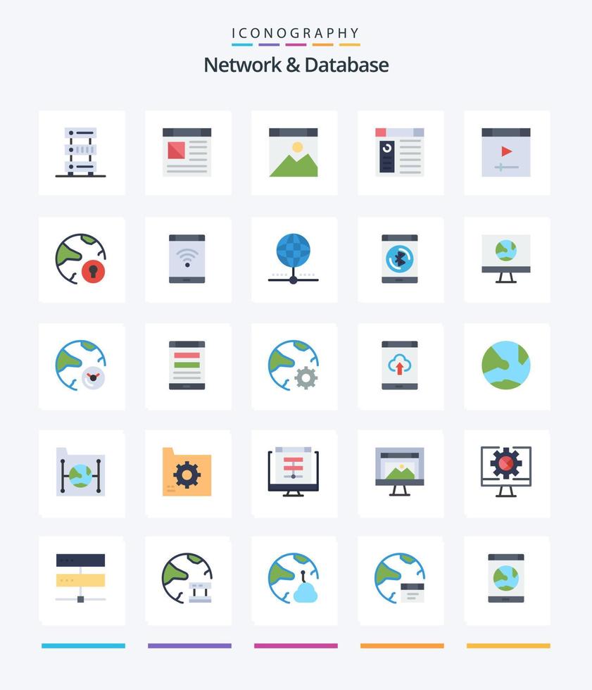 kreativ nätverk och databas 25 platt ikon packa sådan som nätverk. förbindelse. hemsida. skydd. uppkopplad vektor