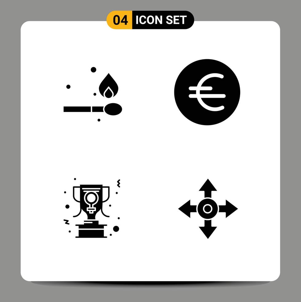 4 universelle solide Glyphenzeichen Symbole von Campingfrauen unterzeichnen editierbare Vektordesign-Elemente der Euro-Erfolgskarte vektor