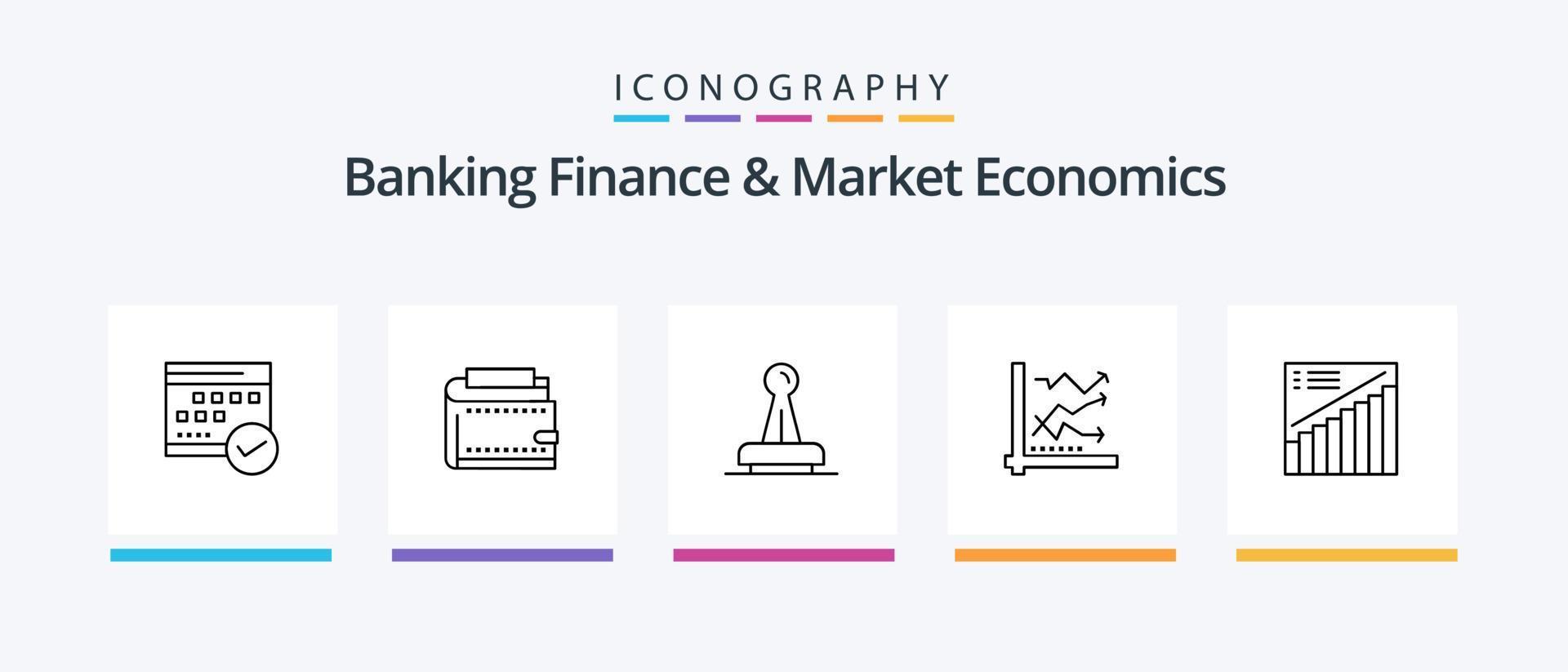 Banking Finance and Market Economics Line 5 Icon Pack inklusive Hammer. Versteigerung. Vision. Handlung. sehen. kreatives Symboldesign vektor