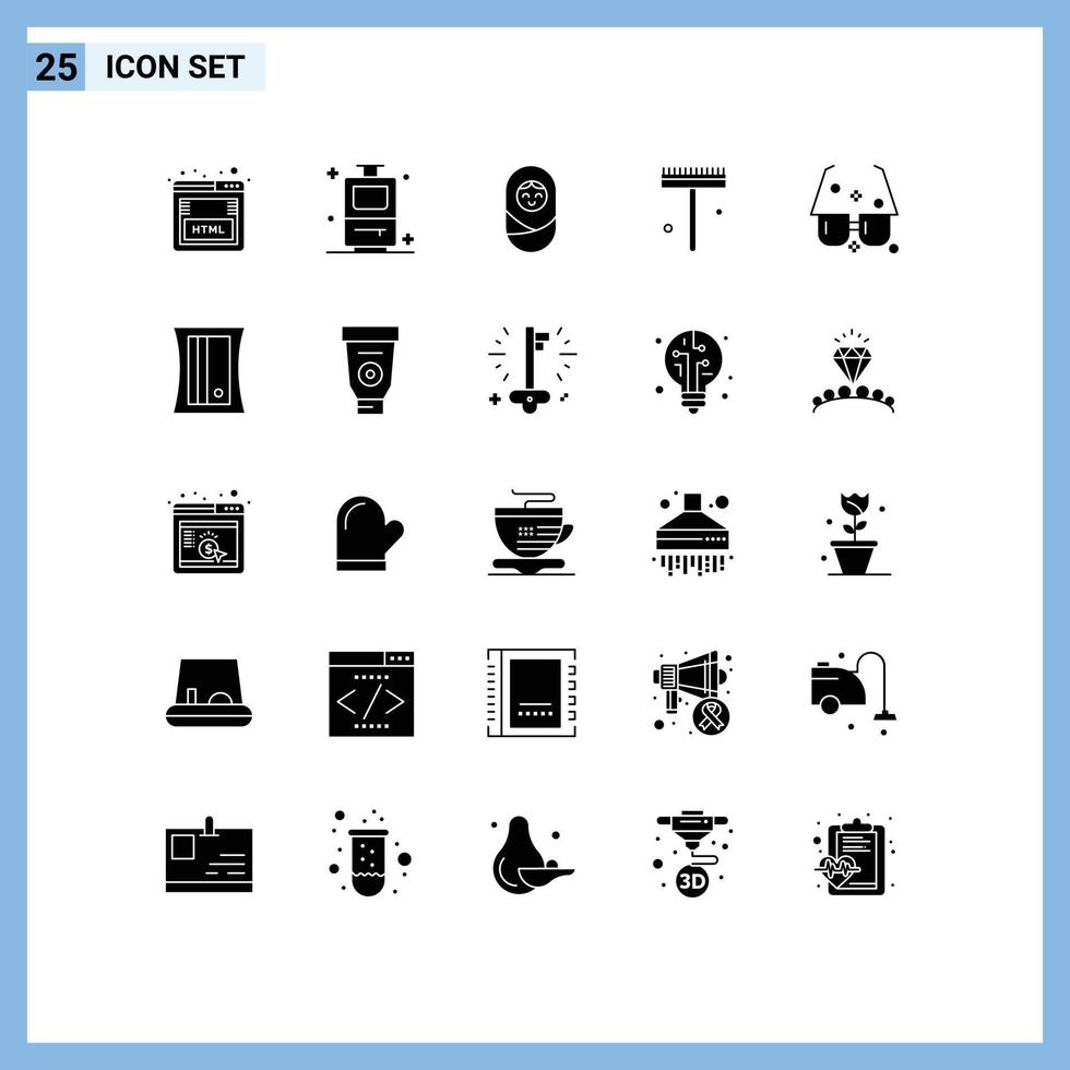 uppsättning av 25 modern ui ikoner symboler tecken för Sol modern barn glasögon räfsa redigerbar vektor design element