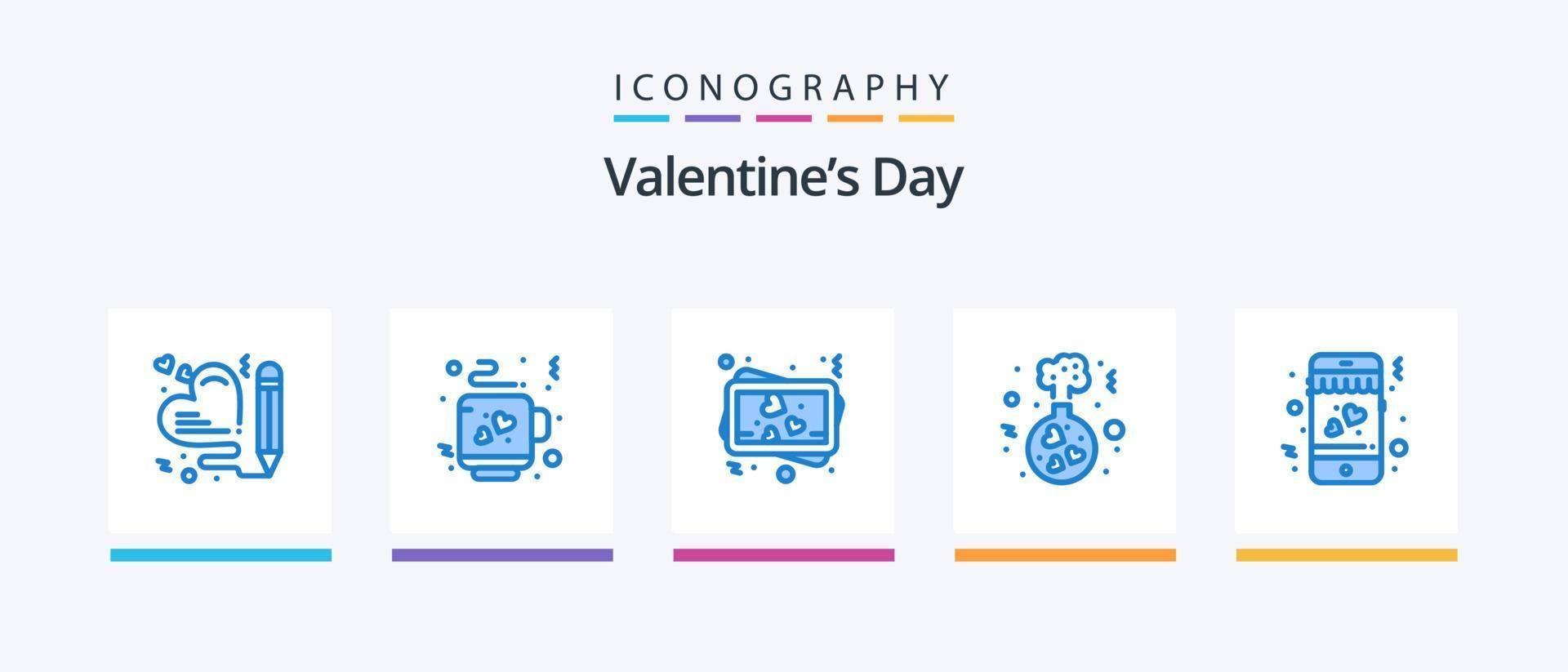 valentines dag blå 5 ikon packa Inklusive . kärlek. minne. dejta. kärlek. kreativ ikoner design vektor