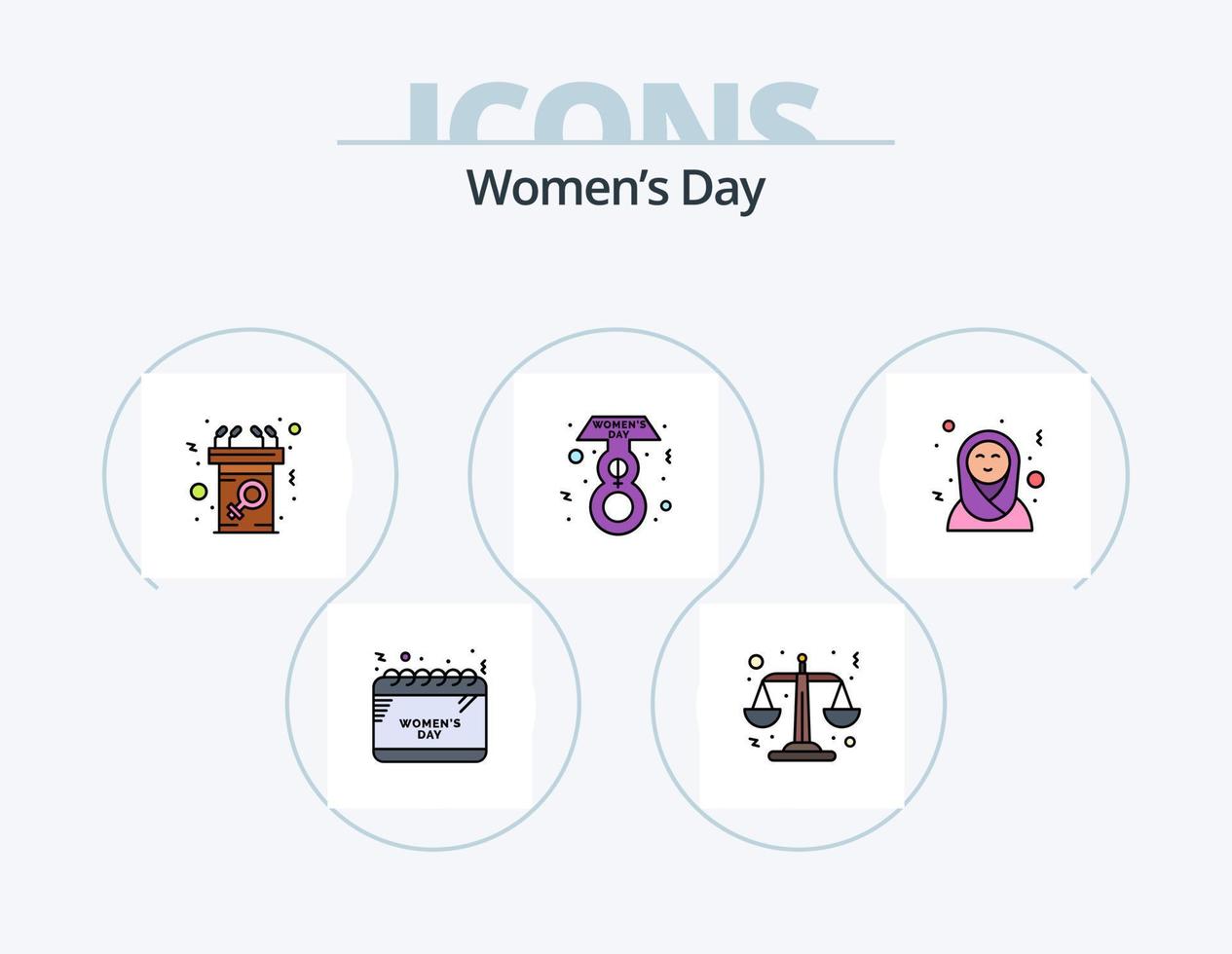 Womens Day Line gefüllt Icon Pack 5 Icon Design. Herz. Geschenk. Lernen. Ring. Diamant vektor