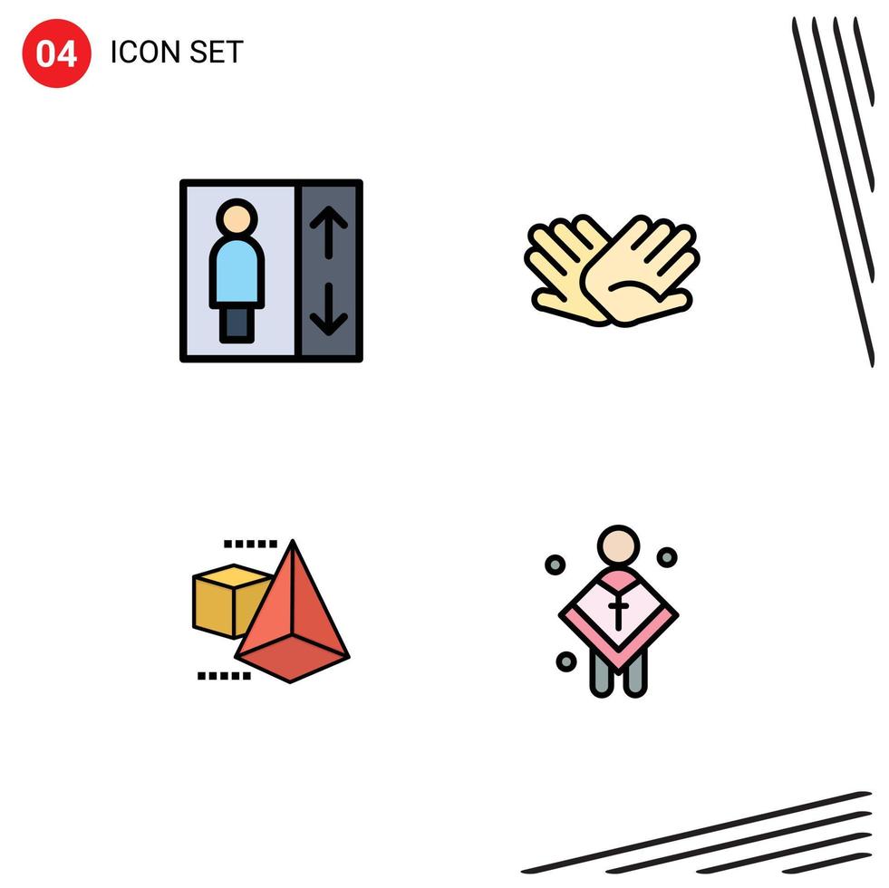 stock vektor ikon packa av 4 linje tecken och symboler för hiss låda välgörenhet portion kristen redigerbar vektor design element