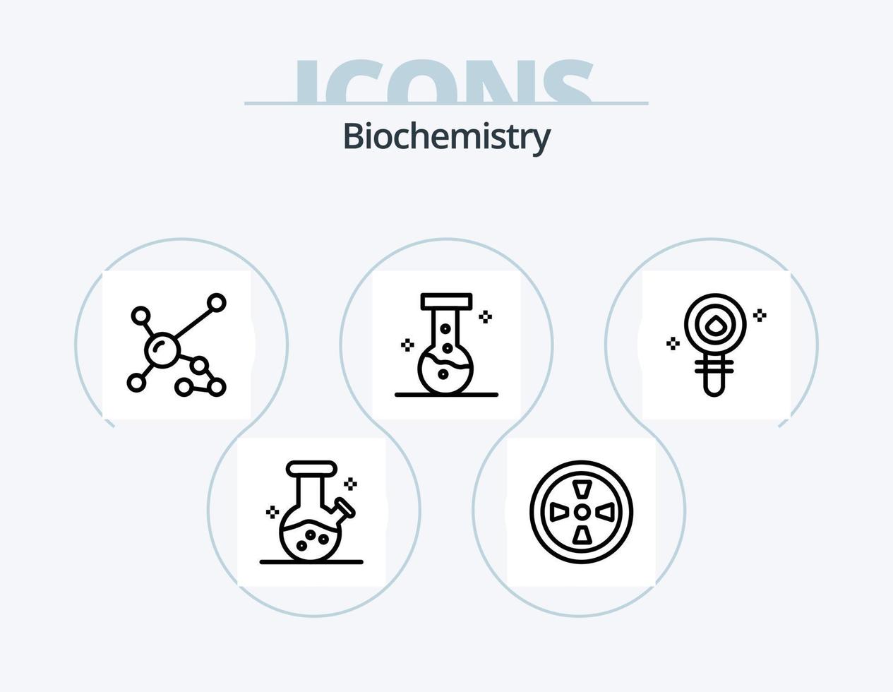 Biochemie-Linie Icon Pack 5 Icon-Design. Ventilator. Petri. Biochemie. Gericht. Chemie vektor