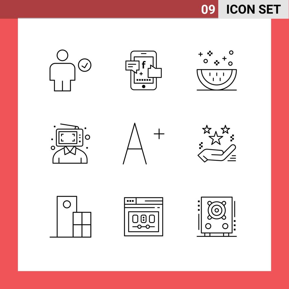 moderner Satz von 9 Umrissen und Symbolen wie bearbeitbare Vektordesign-Elemente für digitale Inhalte von Menschenkunden vektor
