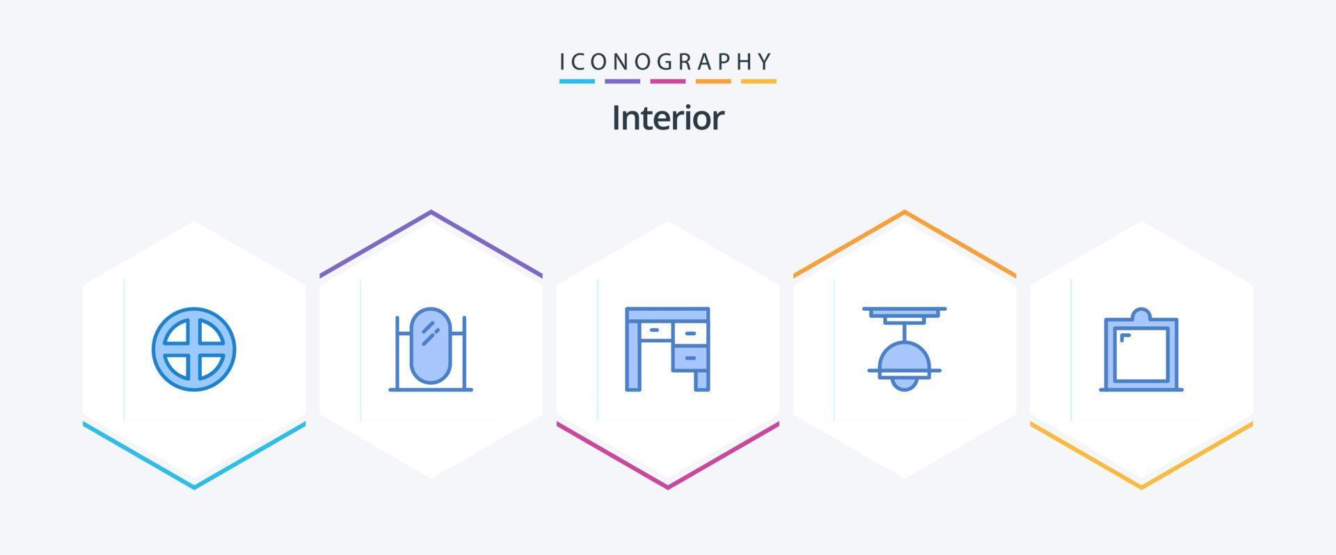 interiör 25 blå ikon packa Inklusive ljus. interiör. spegel. möbel. interiör vektor