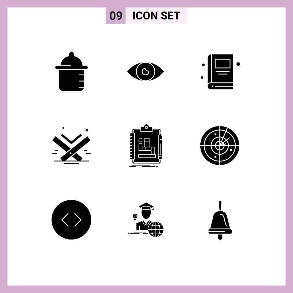 Stock Vector Icon Pack mit 9 Zeilenzeichen und Symbolen für den Prozess Eid Book Islam Holy editierbare Vektordesign-Elemente