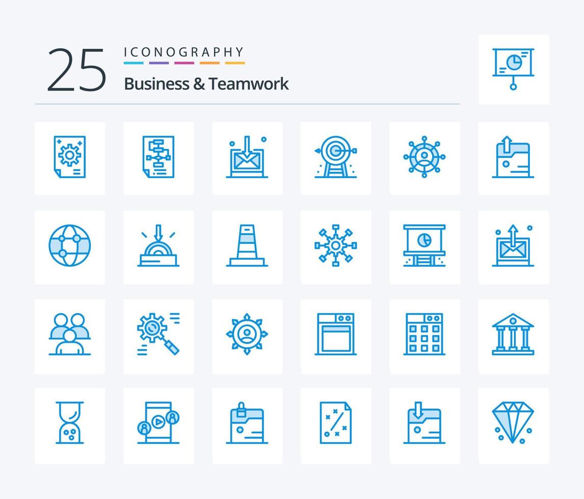 företag och lagarbete 25 blå Färg ikon packa Inklusive planera. företags. bearbeta. företag. teknologi vektor