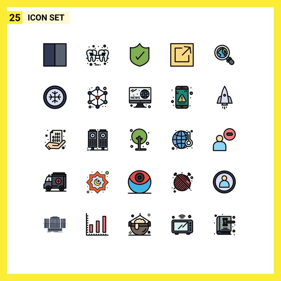 satz von 25 modernen ui-symbolen symbolzeichen für lupen-e-commerce-draht teilen export editierbare vektordesignelemente vektor
