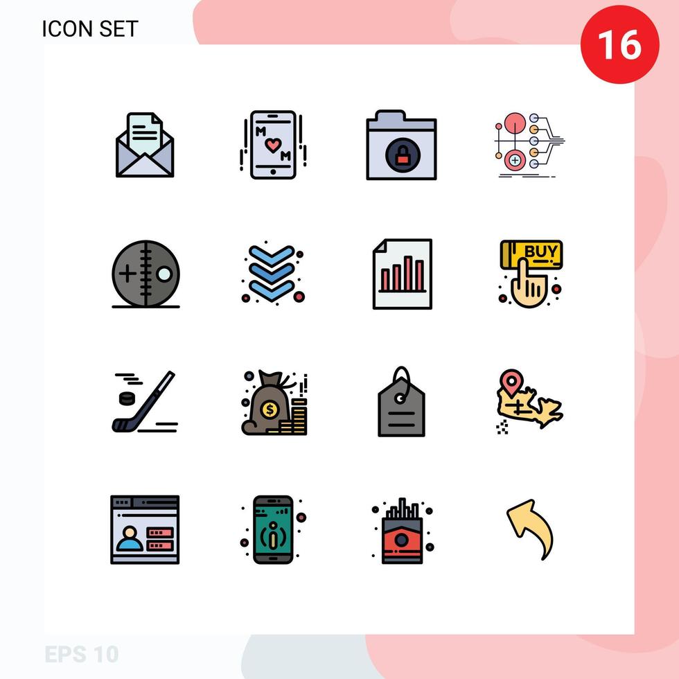 redigerbar vektor linje packa av 16 enkel platt Färg fylld rader av docka värde kryptering överföra finansiera redigerbar kreativ vektor design element