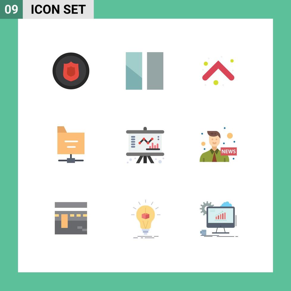uppsättning av 9 modern ui ikoner symboler tecken för företag företag pil server filer redigerbar vektor design element