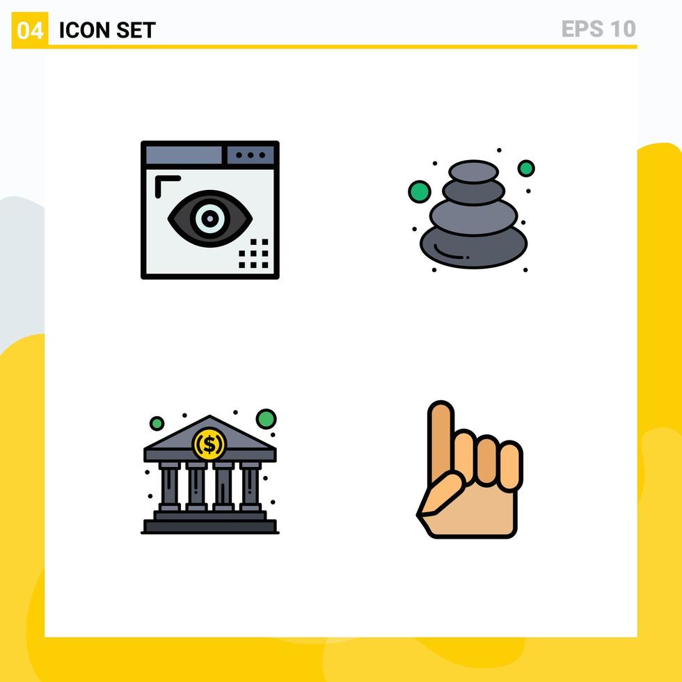 Aktienvektor-Icon-Pack mit 4 Zeilenzeichen und Symbolen für die Codierung von Steinseitenmassagen Kaufen Sie editierbare Vektordesign-Elemente vektor