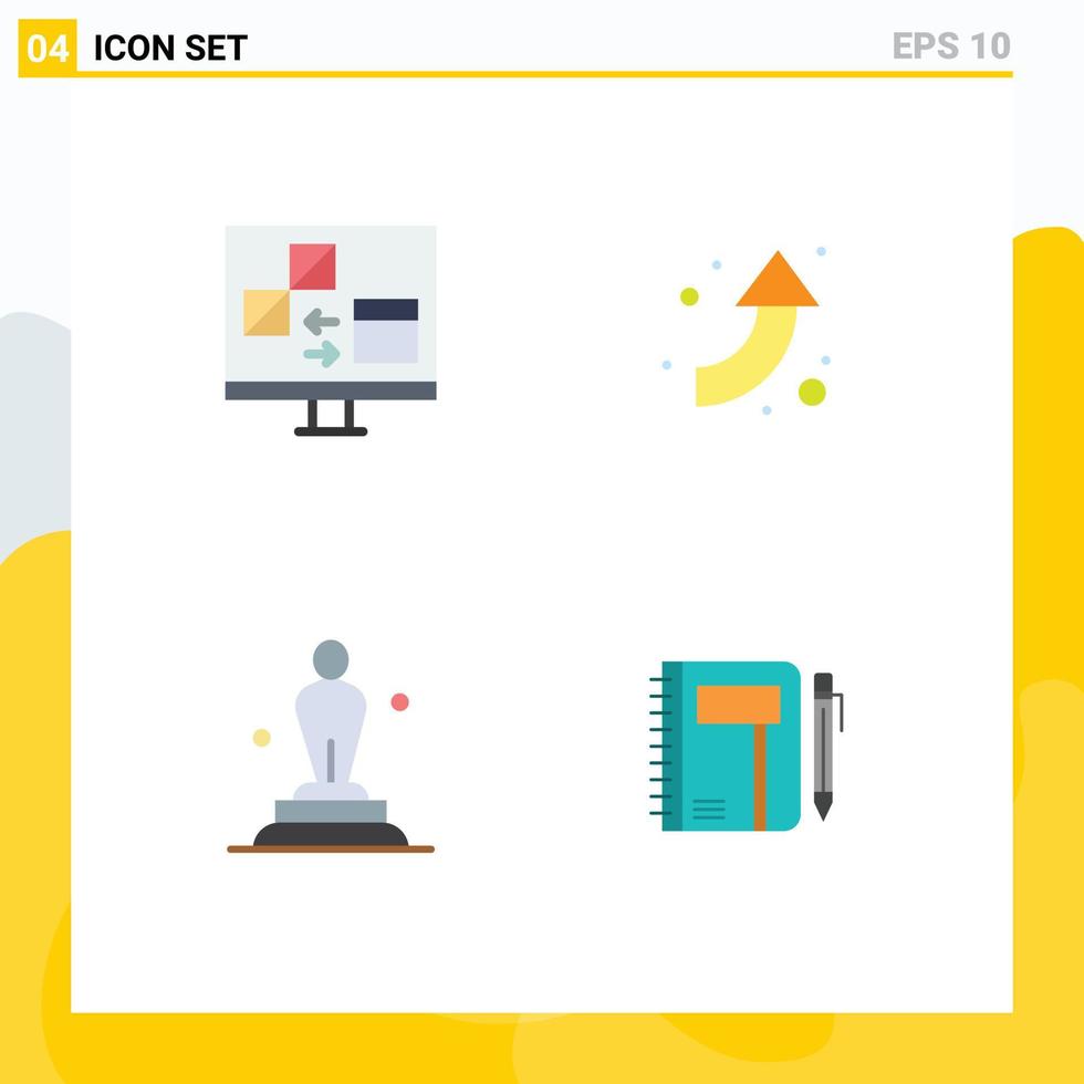 4 flaches Icon-Pack der Benutzeroberfläche mit modernen Zeichen und Symbolen der App-Auszeichnung entwickeln bearbeitbare Vektordesign-Elemente der Pfeilstatue vektor