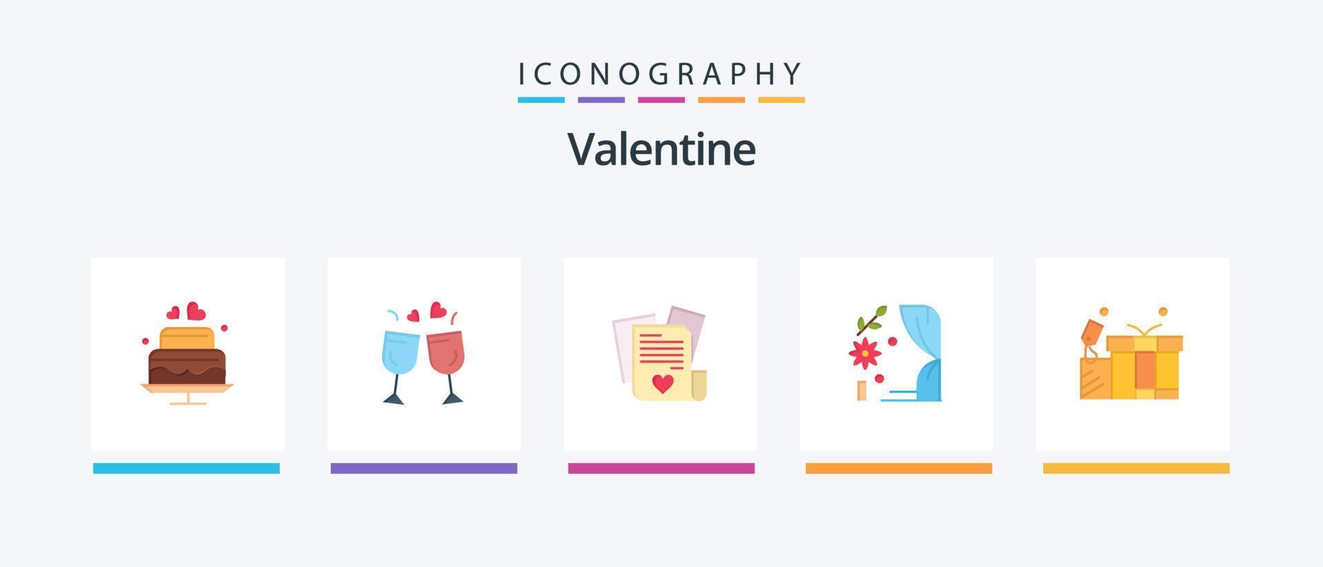 Valentine Flat 5 Icon Pack inklusive Liebe. Liebe. Glas. Tag. Valentinstag. kreatives Symboldesign vektor