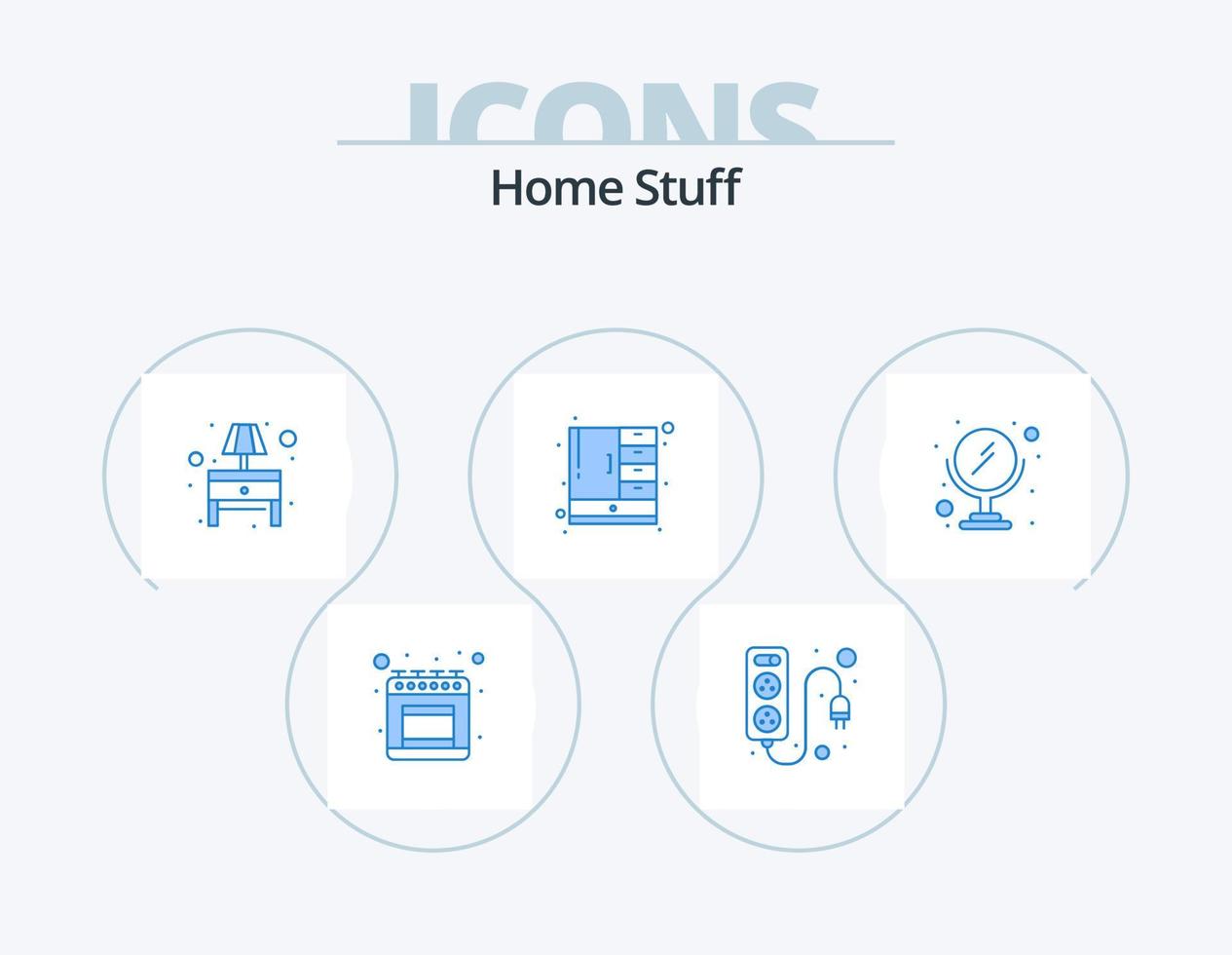 Home Sachen blau Icon Pack 5 Icon Design. bilden. Birne. Schrank. Kabinett vektor