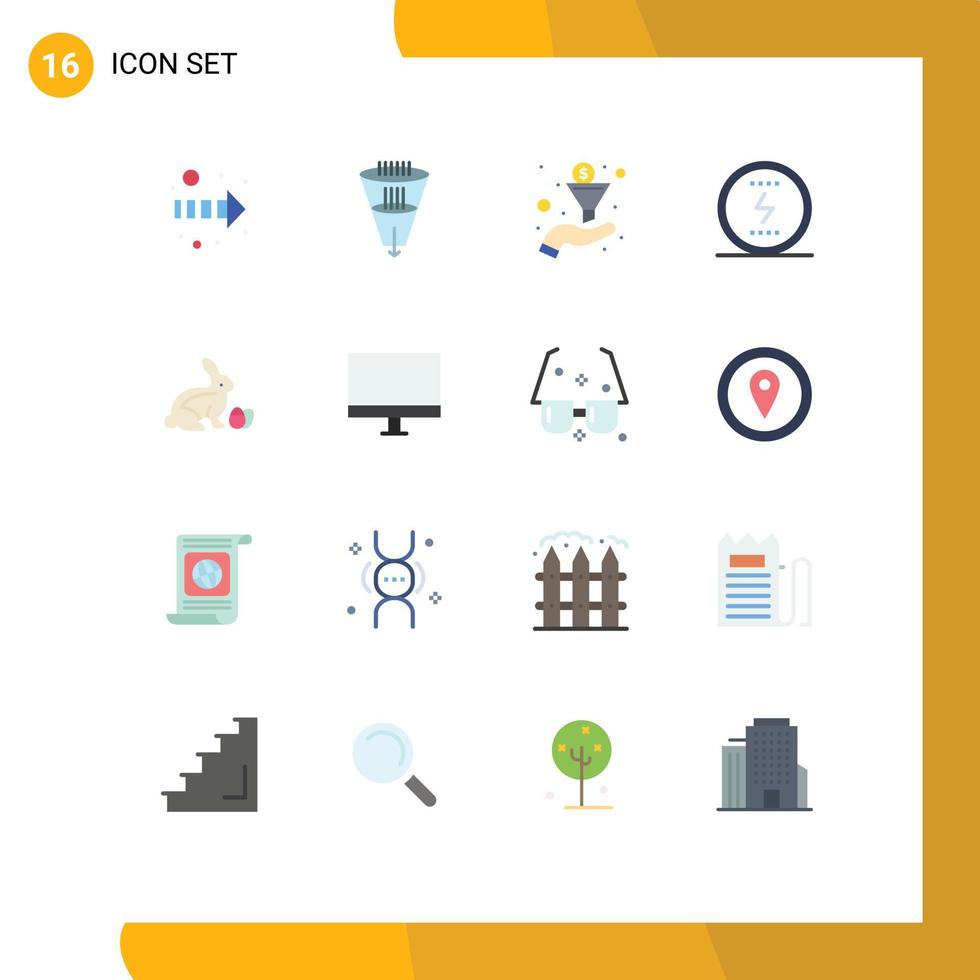 16 universelle flache Farbzeichen Symbole des sozialen Filters von Ostern SEO Messenger editierbares Paket kreativer Vektordesign-Elemente vektor