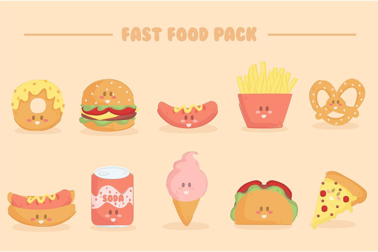 Fast-Food-Illustrationspaket vektor