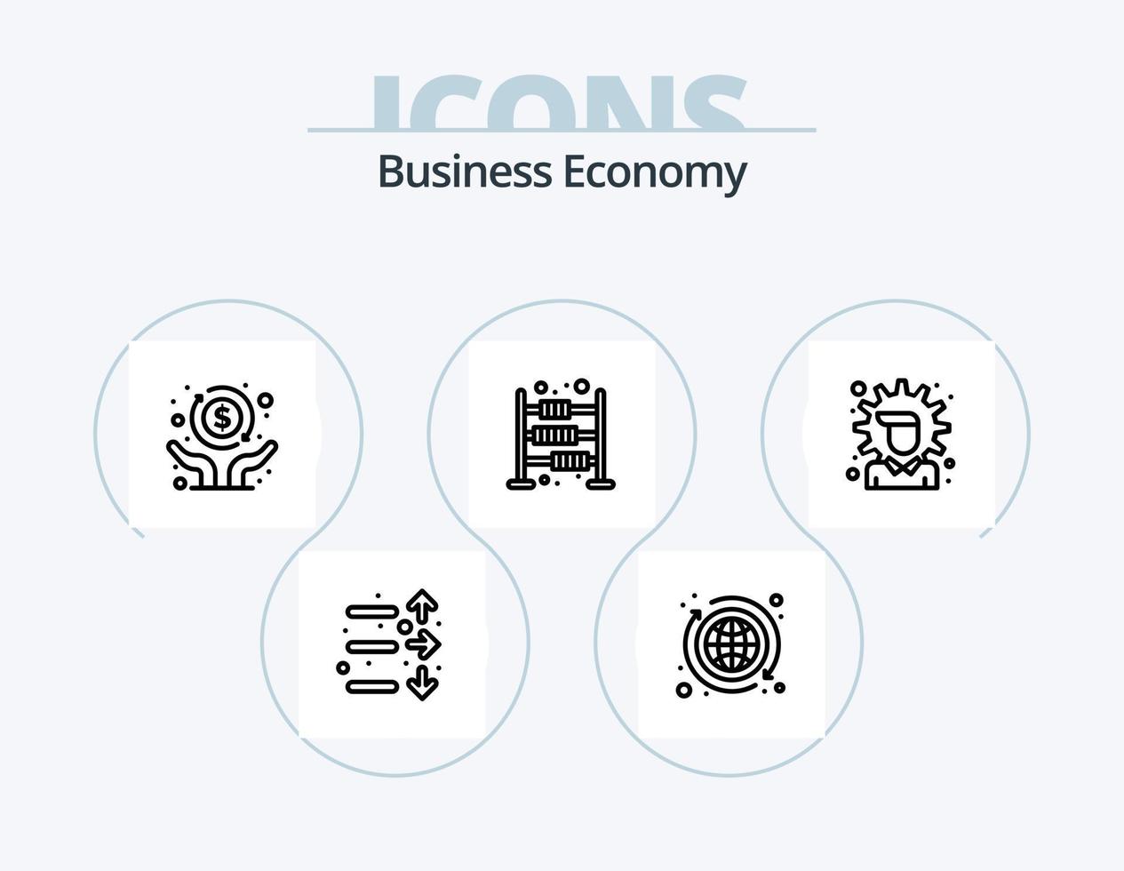 Economy-Line-Icon-Pack 5 Icon-Design. Fabrik. Geld. Banken. Wirtschaft. Banken vektor