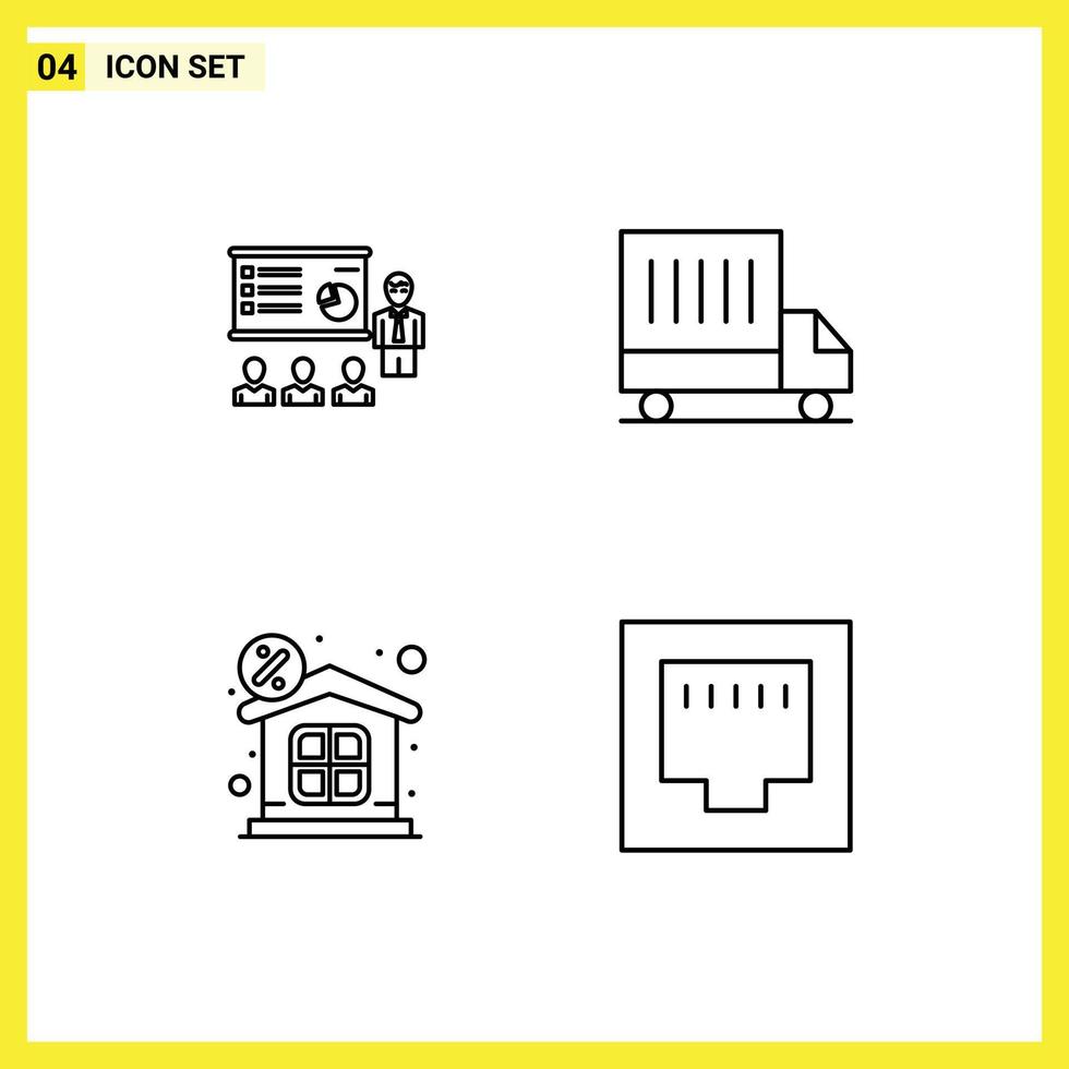 4 universelle Linienzeichen Symbole der Präsentation von Grafikstatistiken finanzieren editierbare Vektordesign-Elemente vektor